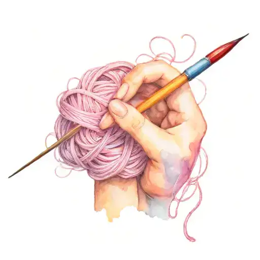 Female Hand With Crochet Hook And Balls Of Yarn