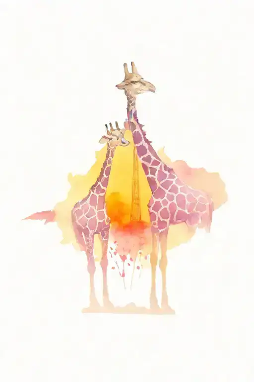 Giraffes In Front Of The Space Needle In Seattle At Night