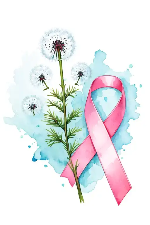 Cross Pine Tree Dandelion Breast Cancer Ribbon