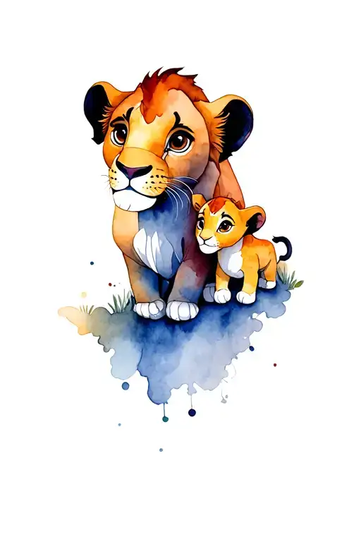 Simba And Nala With Baby