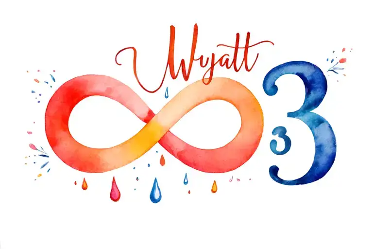 Infinity Symbol Intertwined With Name Wyatt And A Number3 And Tears