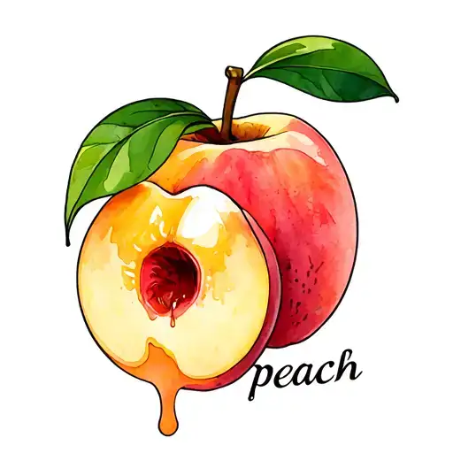 Drippy Cartoon Peach With The Name Peach On Top And Some Filler Around