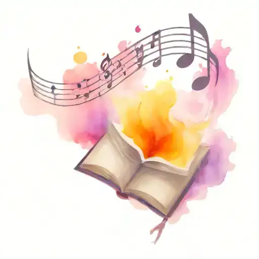 Magical Open Book With Musical Notes Coming Out Of It