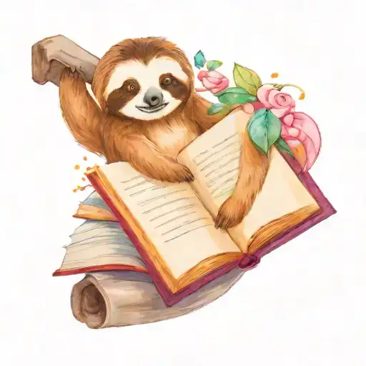 Open Book With Musical Notes Coming Out Of It And A Sloth
