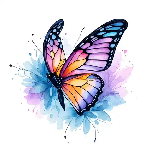 3D Butterfly With Watercolor Accent Inside