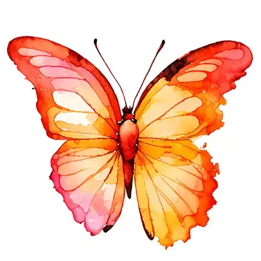 3D Butterfly Open Wings Watercolor