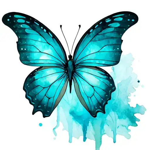 3D Butterfly Teal And Blues