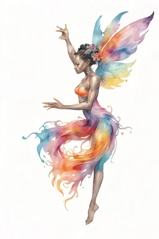 African Fairy With Wings Spread Wide