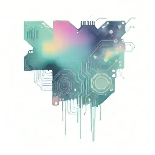 An Abstract Representation Of A Computer Motherboard With Dotwork Shading