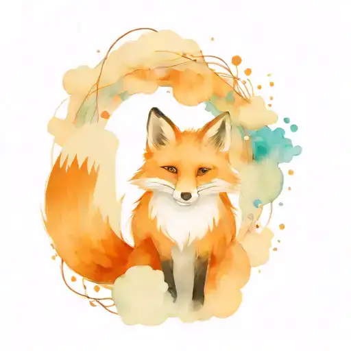 Fox Surroundedby Clouds With String Lights