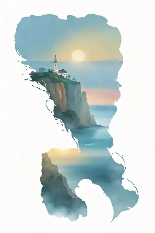 Sepulchre On Cliff Over Ocean Sunset