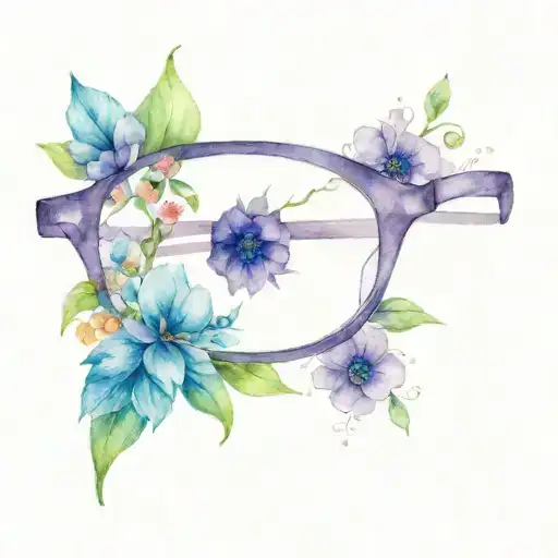 Purple Eyeglass With Colourful Flower Blooming