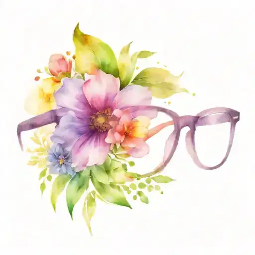 Purple Eyeglasses With Colourful Flowers Ontop