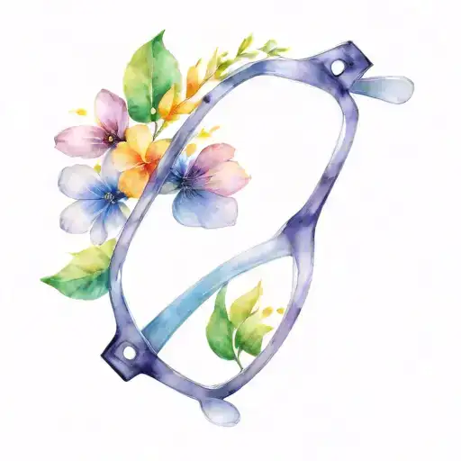 Purple Eyeglass With Colourful Flower Ontop Right