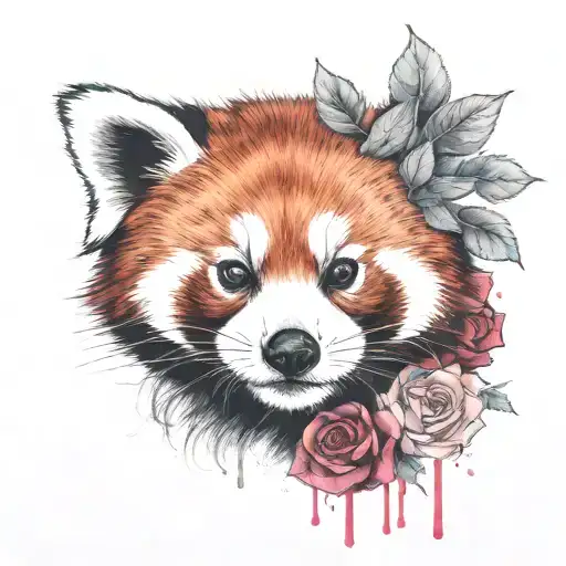 Red Panda And Roses