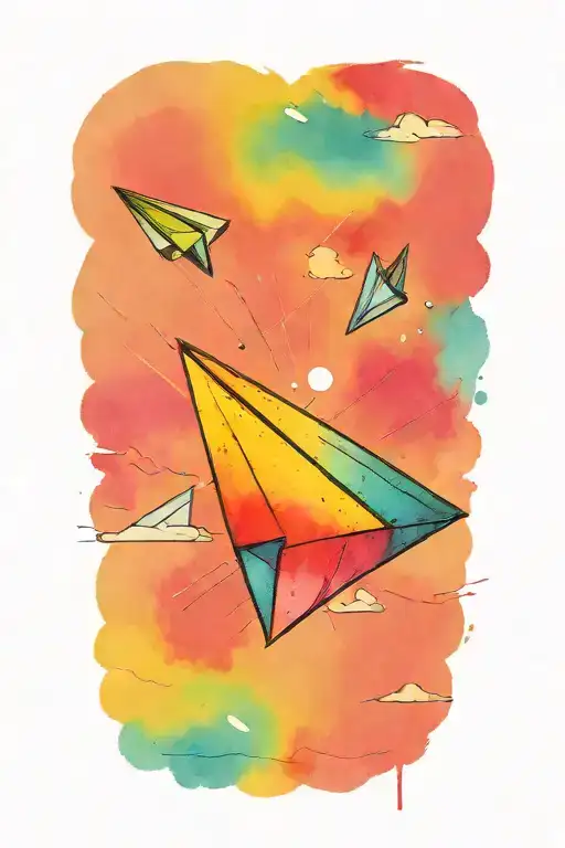 Paper Airplane In Rainbow Color