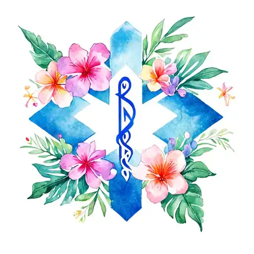 Ems Star Of Life With Hawaiian Flowers Surrounding It