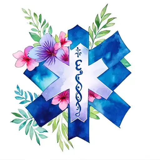 Ems Star Of Life Surrounded By Hawaiian Flowers Wrapped Around The Outside