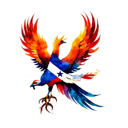 Phoenix With Puertorican Flag Tail Feathers Instead