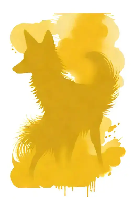 Yellow Ipe With A Maned Wolf Coming Out From Behind