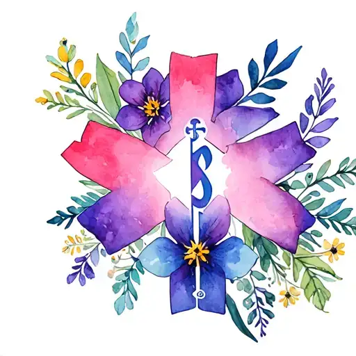 Bright Flowers With Ems Star Of Life In Front