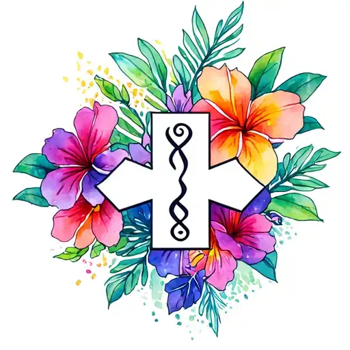 Hawaiian Flowers With Ems Star Of Life In Front