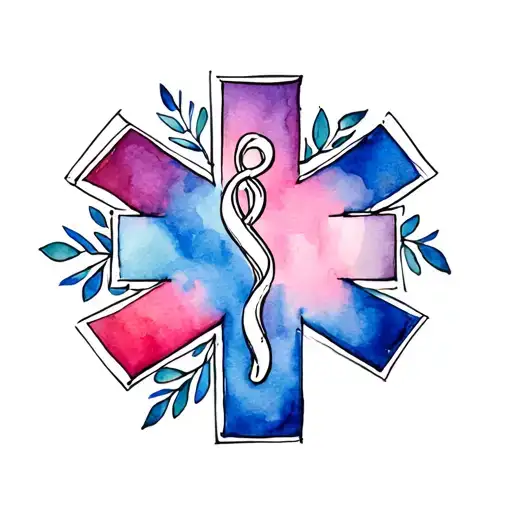 Star Of Life In Solid Color With Flower Border