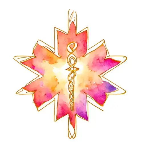 Star Of Life In Solid Color With Hawoian Flower Border