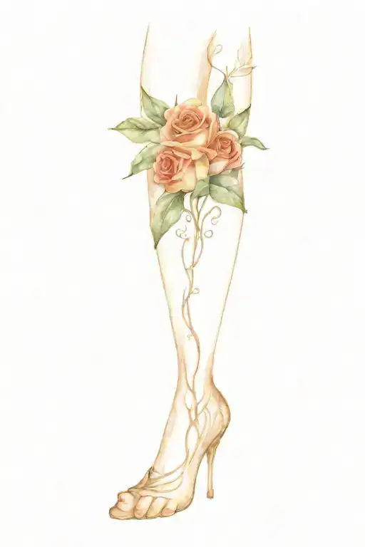 Beauty And The Beast Leg Sleve Sketched Watercolor