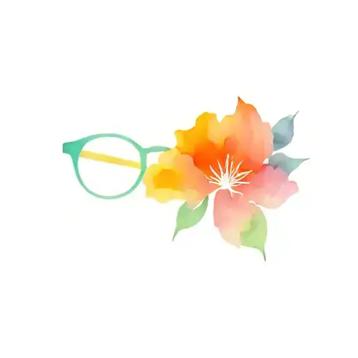Minimalistic Abstract Eyeglass With Colourful Flowers