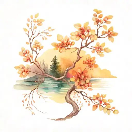 A Winding River With A Rowan Tree Beside It