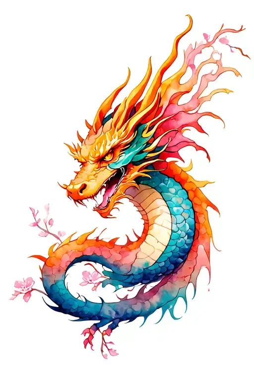 Cherry Blossom Full Sleeve With Dragon