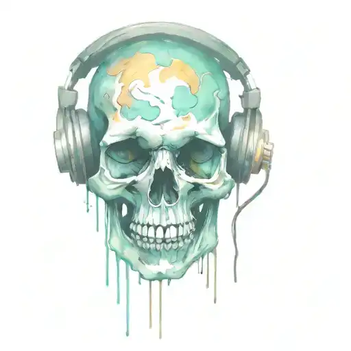 Skull Wearing Headphones