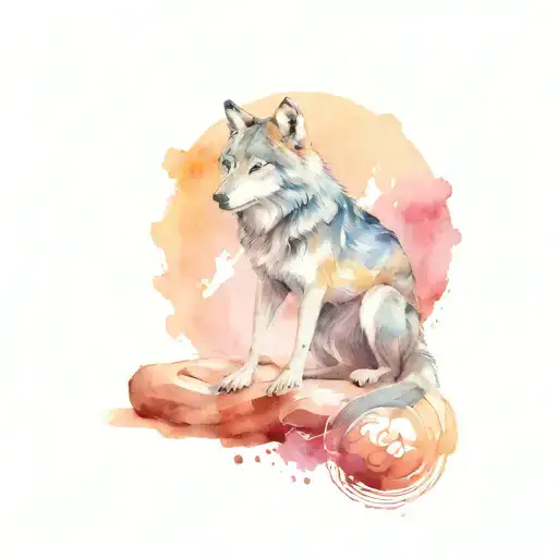 Wolf Doing Yoga In Serene Nature