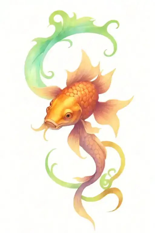 Koi Fish Transforming Into Dragon Tattoo Design Combining