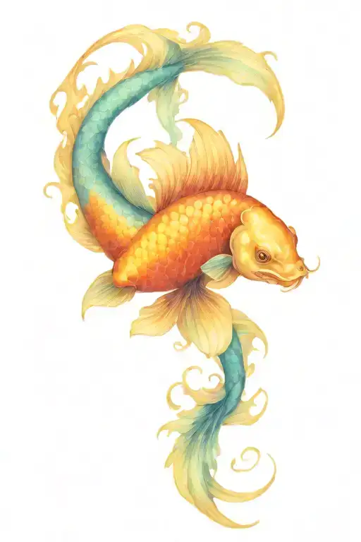 Koi Fish Transforming Into Dragon Tattoo Depicting
