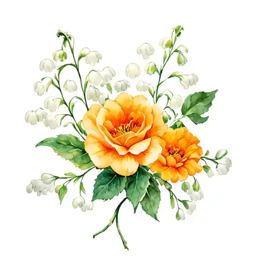Lily Of The Valley And Marigold And Rose Vine