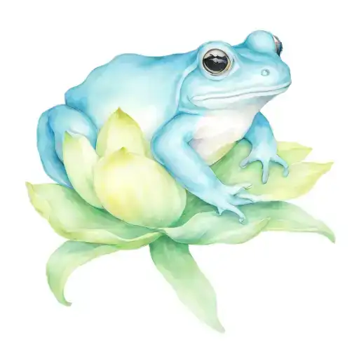 Blue Frog On Water Lily