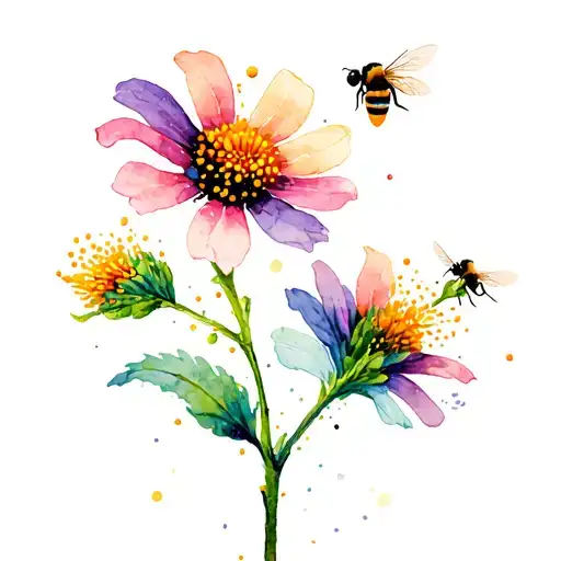 Bee Flower Pollen Flies In Spring How