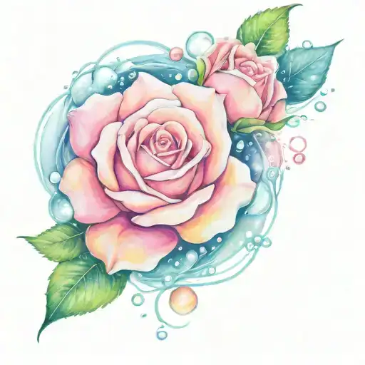 Bubbles And Rose Intertwined