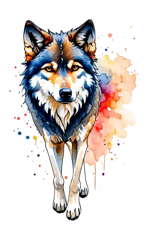 Watercolor Wolf Standing