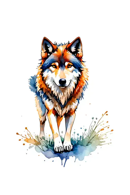 Watercolor Wolf Standing