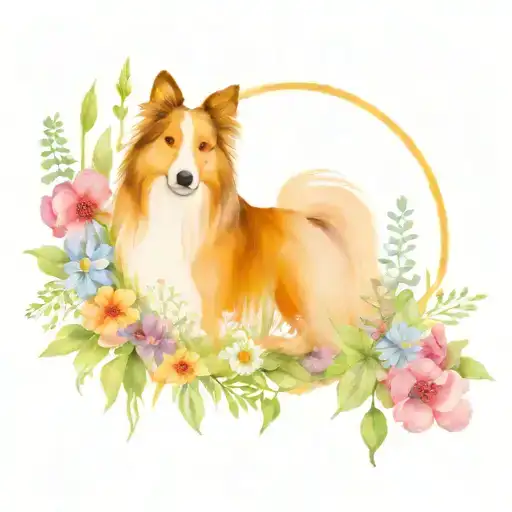 Wildflower Garden With The Outline Of A Scotch Collie In It