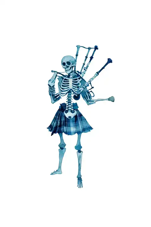 Morgan Clan Tartan Kilt Skeleton Playing Bagpipes