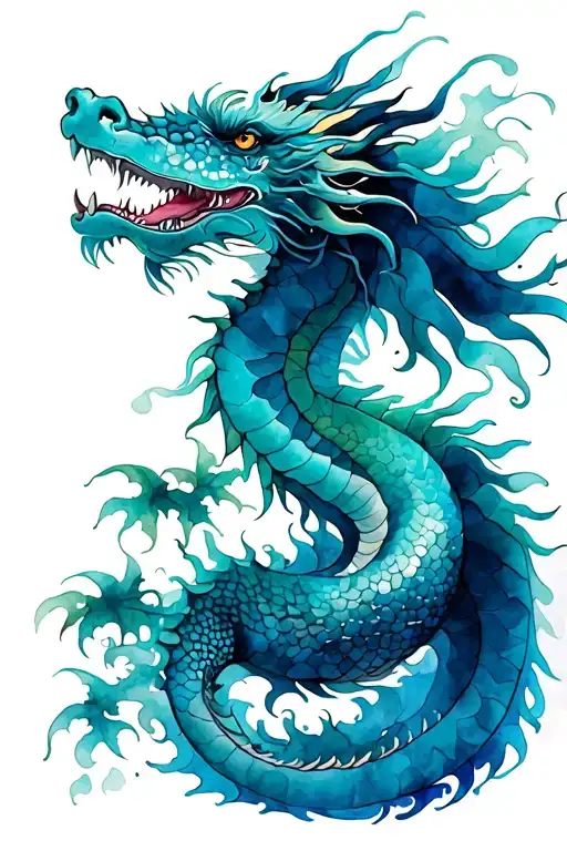 Japanese Dragon And A Japanese Maple Tree