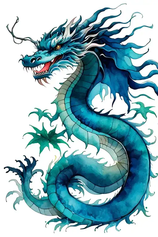 Japanese Dragon And A Japanese Maple Tree