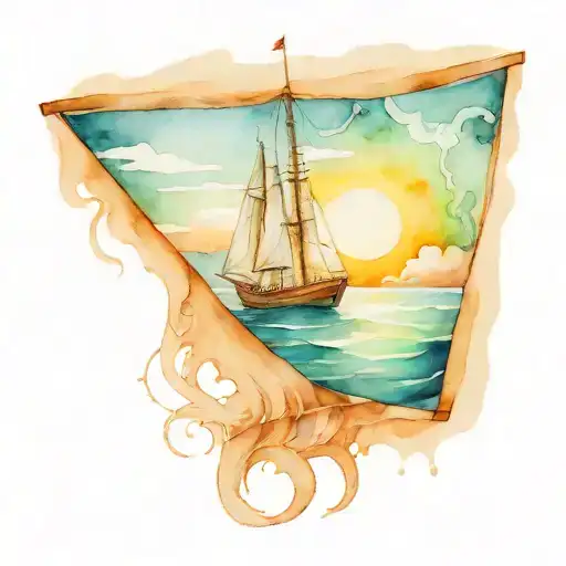 Ocean Boat Sailing Ship Navigating Girl