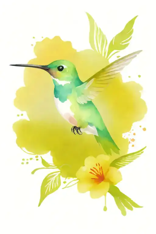 Flowers And Hummingbird