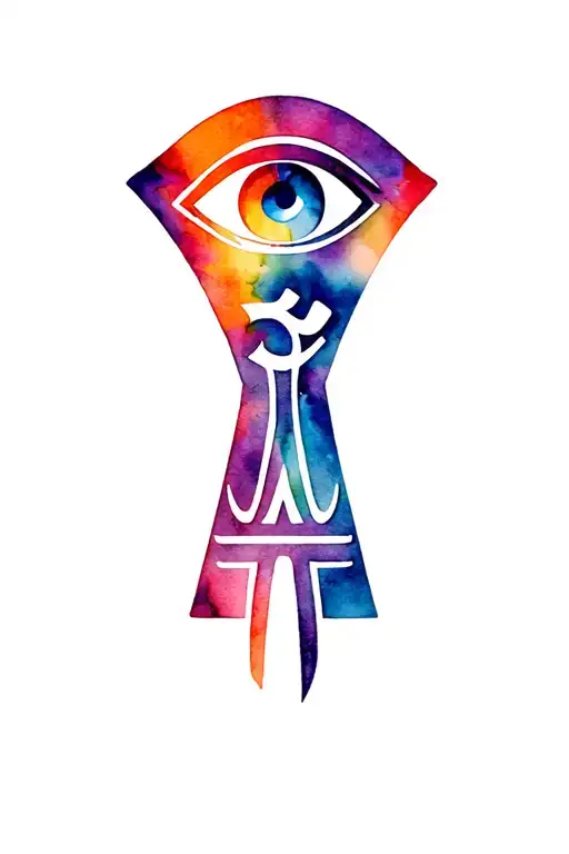 Ankh With The Eye Of Horus Eye With An Om Symbol Inside The Pupil Of The Eye