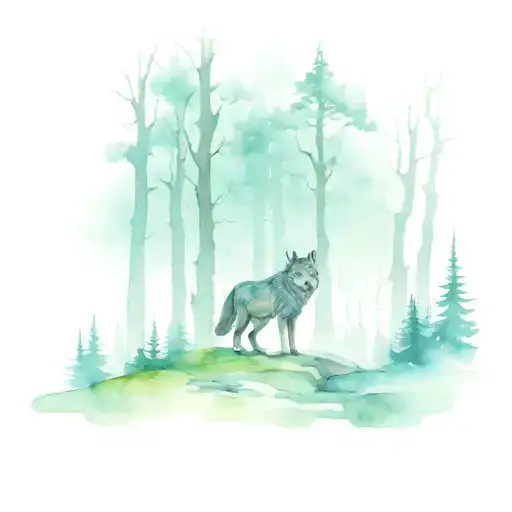 Lone Wolf Viking Forest Scene